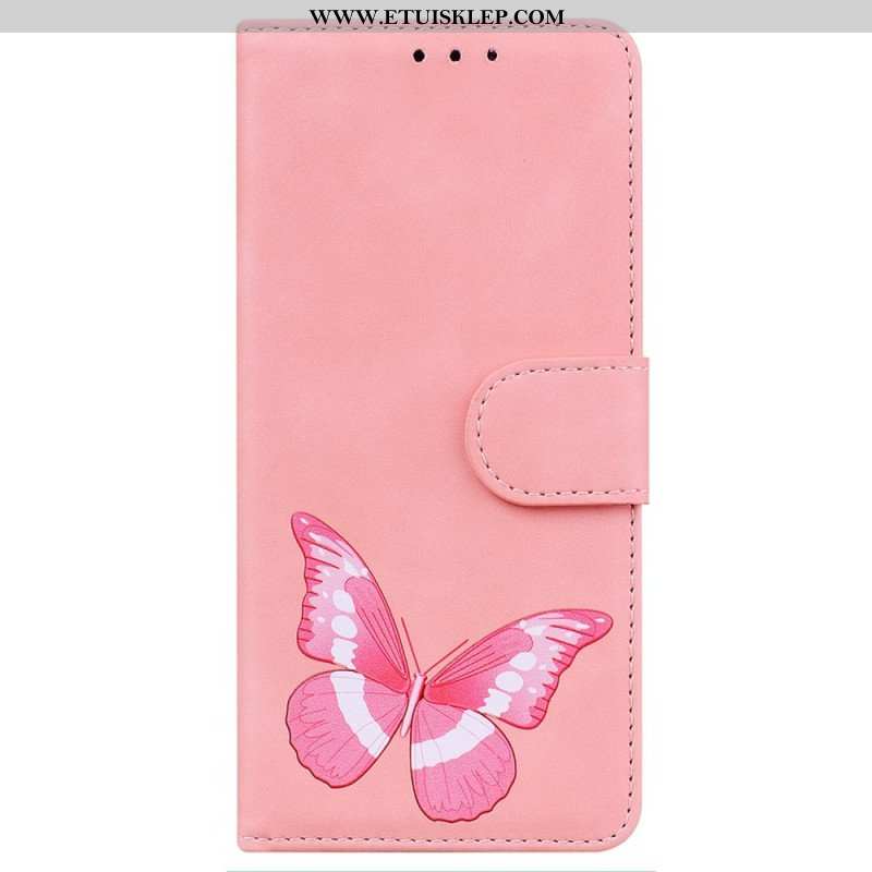 Etui Folio do Realme C35 Motyl Dotykający Skóry